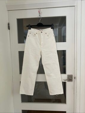 Levi's Cream Straight-Leg High-Rise Jeans